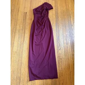 DB Studio Dress Womens 0 Red One Shoulder Sheath Gown Formal Evening Wedding